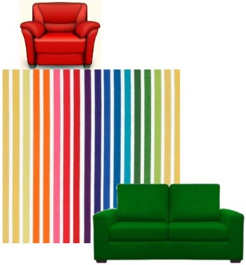 Red Chair To Green Sofa