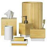 Bamboo colored bathroom accessories