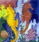 Sea horse ceramic tile