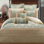 Eau de nil and beige master bedding