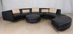 Black leather modular sofa set
