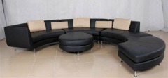 Black leather sectional sofa