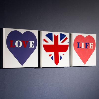 Set of 3 Love Life Blue Wall Art