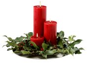 Christmas candles with holly