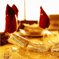 Red and gold festive table place setting
