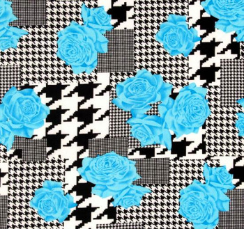 Black, White and Bright Blue Fabric