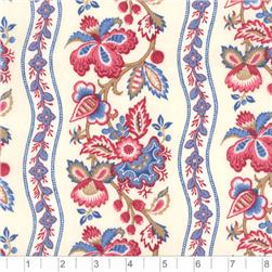 Chantal Stripe Red And Blue Fabric
