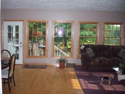 View from kitchen into living room/dining room