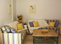 Cream blue and yellow lounge