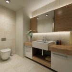 contemporary neutral bathroom with large rectangular basin