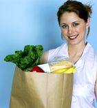 Lady carrying groceries