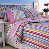 Pink spot and stripe bedding