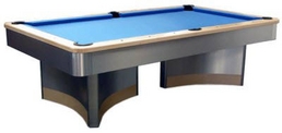 Blue baize pool table