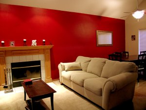 Red accent wall