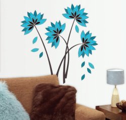 Teal flower decal