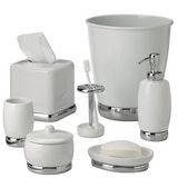 White and chrome bathroom accessories