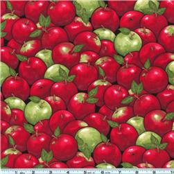Red and Green Apple Print Fabric
