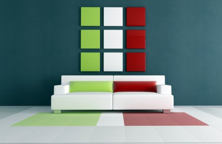 Red white and green minimalist decor